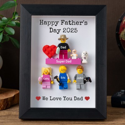 Personalised Tiny Figure With Frame and Brick For Dad Father's Day Gift Ideas