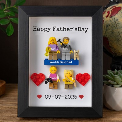 Personalised Tiny Figure With Frame and Brick For Dad Father's Day Gift Ideas