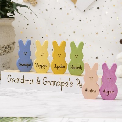 Easter Peeps Sign Personalised Engraved Name Wooden Bunny Home Decor Grandpa Grandma Gift