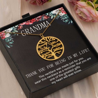 Personalized To My Grandma Family Tree Necklace From Grandkids Gift Ideas For Grandma Mother's Day