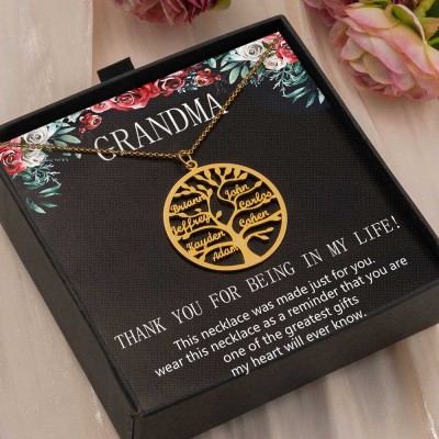 Personalised To My Grandma Family Tree Necklace From Grandkids Gift Ideas For Grandma Mother's Day