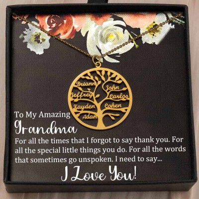 Personalised To My Grandma Family Tree Necklace From Grandkids Gift Ideas For Grandma Mother's Day