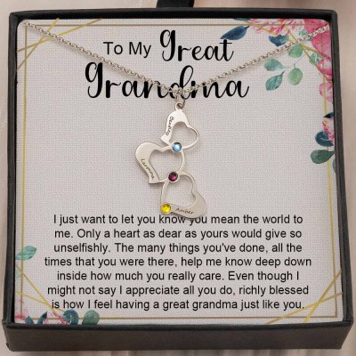 Personalised To My Grandma Heart Necklace From Grandkids For Grandma Mother's Day