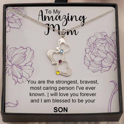 Personalised To My Mum Heart Necklace From Daughter Son For Mother's Day
