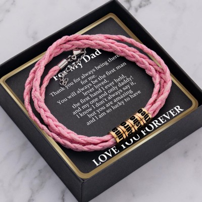 To My Dad Personalised Pink Beaded Bracelet With Kids Name For Father's Day Gift Ideas
