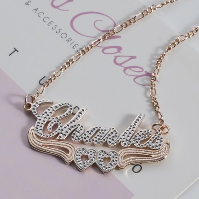 Personalised Two-Color Name Necklace with Heart Decoration