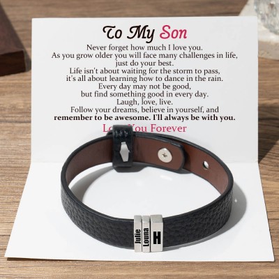To My Son Personalised Beads Name Bracelets Gifts Ideas From Dad Gift