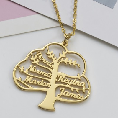 Personalised Family Tree Name Engraved Necklaces Christmas Gift