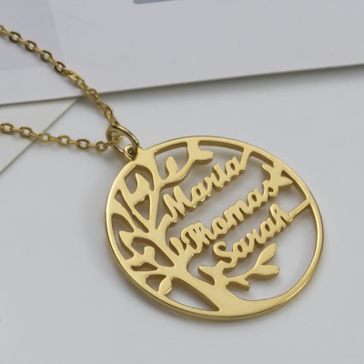 Personalised Family Tree Name Engraved Necklaces For Grandma Mum Gift