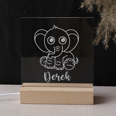 Personalised Elephant Night Light With Name For Kids Bedroom Decor Children's Day