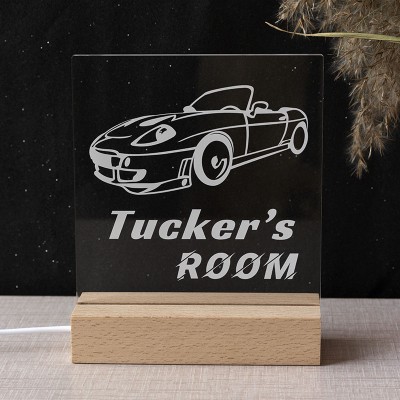 Personalised Car Night Light With Name For Kids Bedroom Decor Children's Day