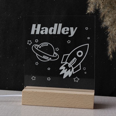Personalised Rocket Space Night Light With Name For Kids Bedroom Decor Children's Day