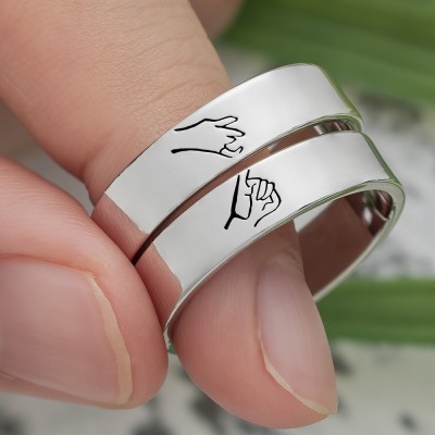 Personalized Matching Ring Swear Stacking Ring Set of 2