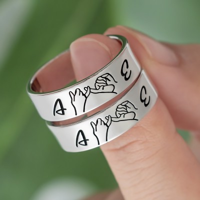 Personalised Matching Ring Swear Stacking Ring Set of 2