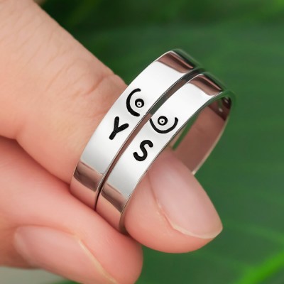 Personalised Matching Ring Best Friend Boobs Stacking Ring Set of 2