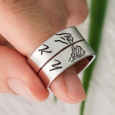 Personalised Matching Ring Swear Stacking Ring Set of 2