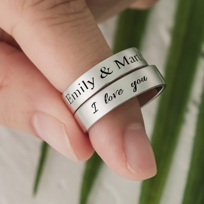 Personalized Matching Ring Swear Stacking Ring Set of 2