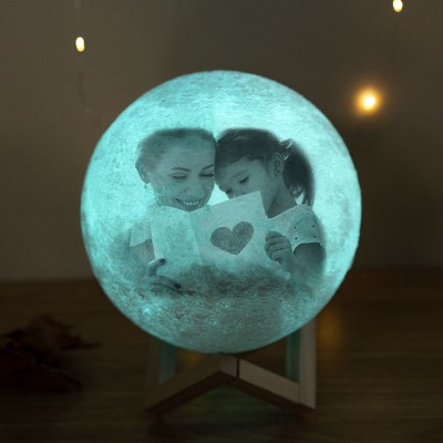 Personalised Moon Lamp Mult Color 3D Photo Moonlight Touch Home Decor For Mother's Day