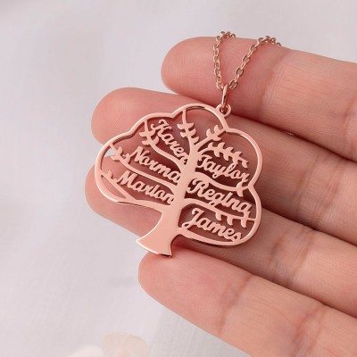Personalised Family Tree Name Engraved Necklaces Christmas Gift