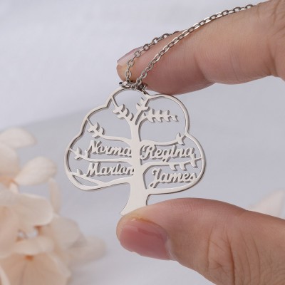 Personalised Family Tree Name Engraved Necklaces Christmas Gift