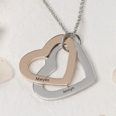 Personalised Heart Couple Names Necklaces For Valentine's Day