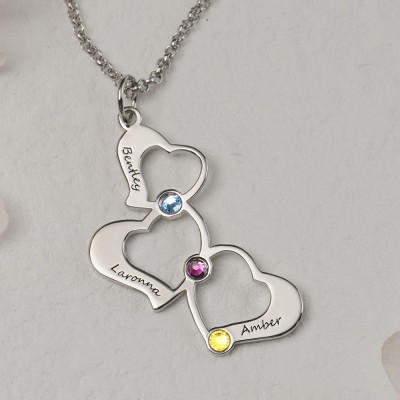 Silver Personalised Family Name Heart Necklace Christmas Gift