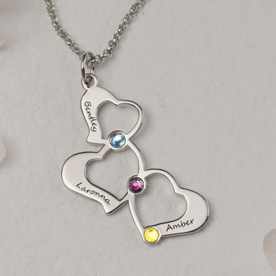 Silver Personalized Family Name Heart Necklace Christmas Gift