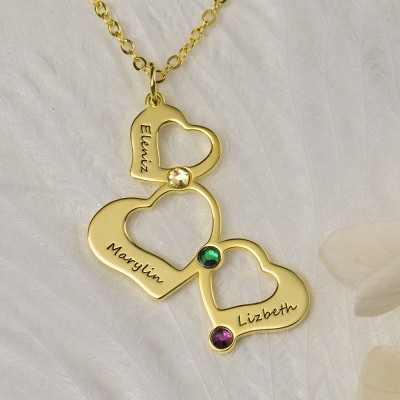 Personalised Family Name Heart Necklace Christmas Gift