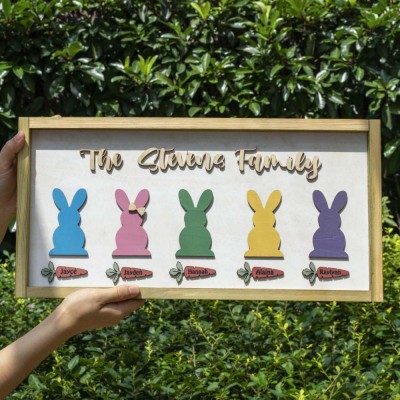 Easter Peeps Sign Personalized Engraved Name Wooden Bunny Home Decor Grandpa Grandma Gift