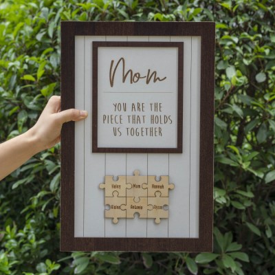 Personalised Mothers Day Gift Mum You Are The Piece That Holds Us Together Puzzles Pieces Name Sign Wall Decor
