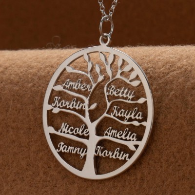 Personalised Family Tree Necklaces With Kids Name For Mother's Day Family Gift Ideas