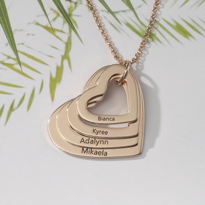 Personalised 1-6 Name Heart Necklace Family Christmas Gift
