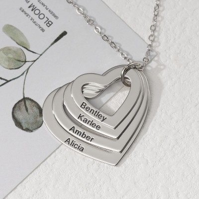 Personalised 1-6 Name Heart Necklace Family Christmas Gift