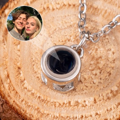 Custom Photo Projection Charm Necklace For Couple Valentine's Day Gift