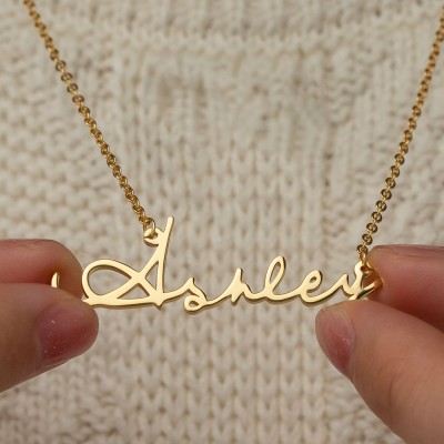 Personalised Signature Style Gold Name Necklace