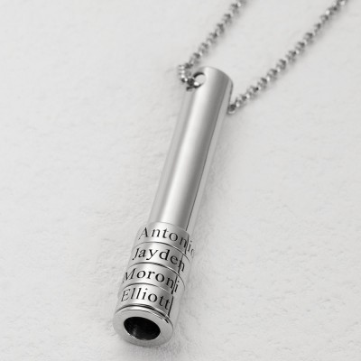 Silver Personalised Family Name Beads Necklace For Him