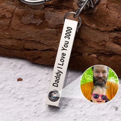 Personalised Photo Projection Keychain For Father's Day Dad I Love You 3000