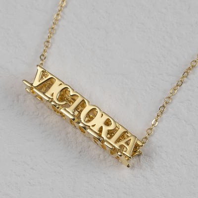 18K Gold Plating Personalised Cubic Bar Name Necklace