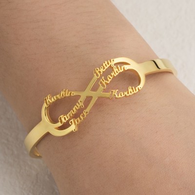 Personalized Infinity Name Bracelet Bangle With 1-6 Names