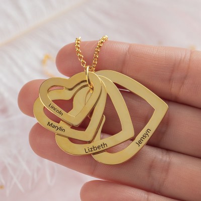 Personalised 1-6 Name Heart Necklace Family Christmas Gift