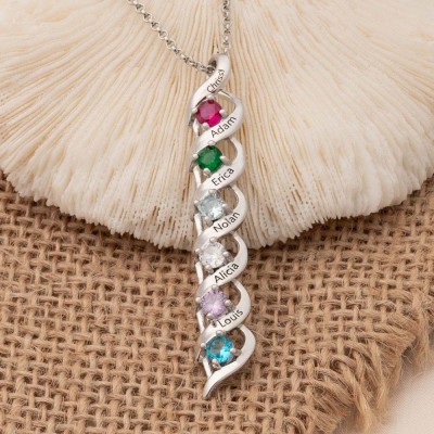 Personalised 1-8 Name Engraved and Birthstone Necklaces