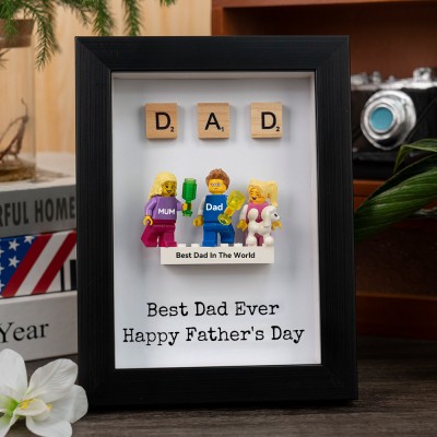 Personalised Tiny Figure With Frame and Brick For Dad Father's Day Gift Ideas