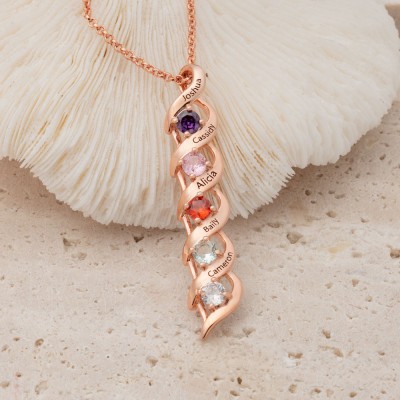 Personalised 1-8 Name Engraved and Birthstone Necklaces