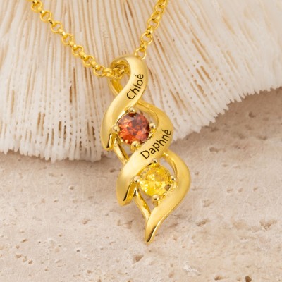 Personalised 1-8 Name Engraved and Birthstone Necklaces
