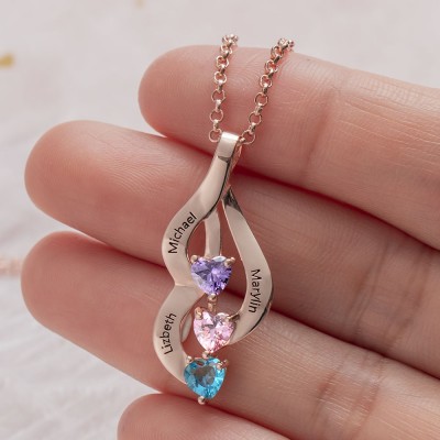 Personalised Family Name Heart Necklace Christmas Gift