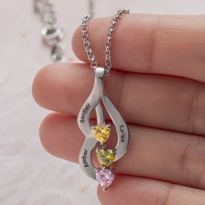 Personalised Family Name Heart Necklace Christmas Gift