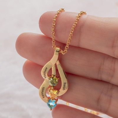Personalised Family Name Heart Necklace Christmas Gift