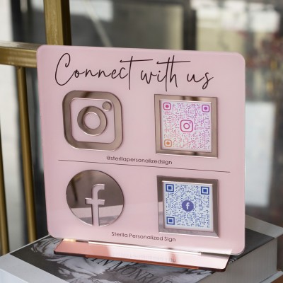 Personalized Instagram Facebook QR Code Sign Business Social Media Sign