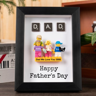 Personalised Tiny Figure With Frame and Brick For Dad Father's Day Gift Ideas