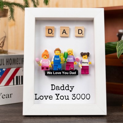 Personalised Tiny Figure With Frame and Brick For Dad Father's Day Gift Ideas